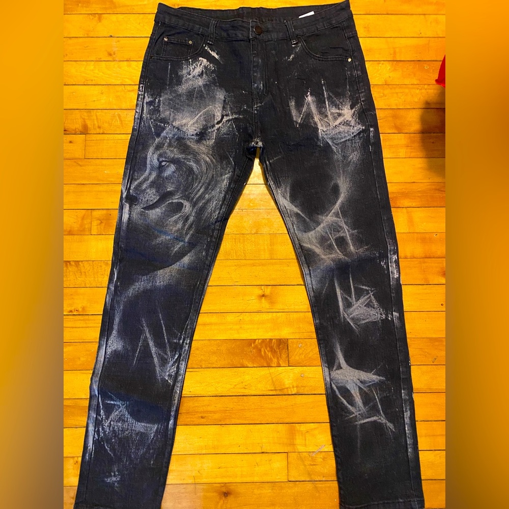 Wolf Print Jeans